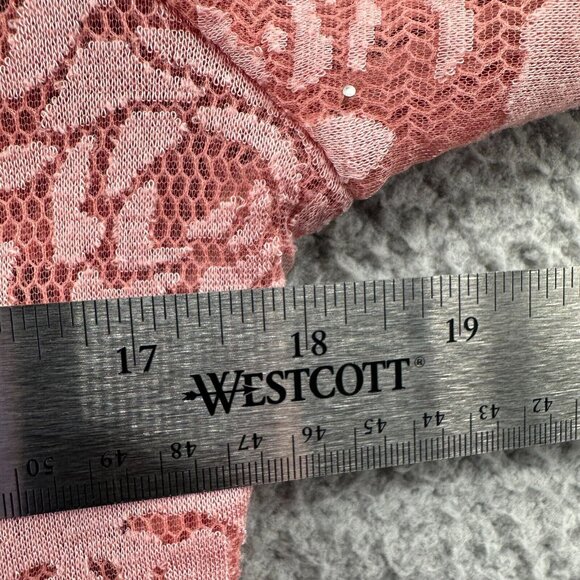 Say What? Womens Y2K Crop Top Large Pink Rose Lace Mesh Bell Sleeve‎ Festival - Picture 8 of 10
